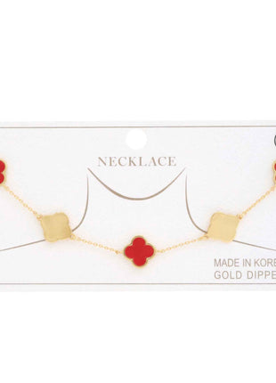 Clover Charm Station Gold Dipped Necklace