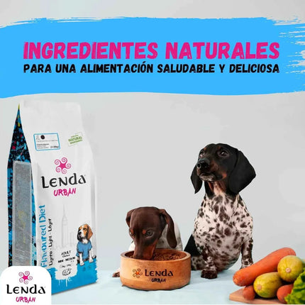 Lenda Urban Light - Natural Low-Calorie Dog Food for Mini and Medium Breeds, with 32% Protein and Joint Support (Glucosamine, Chondroitin) for Digestive Health, made from Natural Ingredients like Corn and Rice.