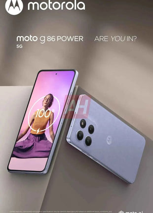 Moto G86 Power 5G smartphone with 12GB RAM and 256GB storage, features a 6.67" Super HD display, 50MP dual camera, 6720mAh battery, Android 15, and IP68/IP69 certification for durability.