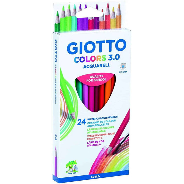 Giotto Acquarell Set 24 Matite Colorate Triangolari Acquerellabili per Scuola Primaria