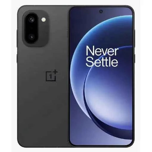 OnePlus 15R 5G smartphone with 12GB RAM and 256GB storage in Charcoal Black, featuring a 6.83-inch display with 2800x1272 resolution, a 50MP camera for high-quality photos, and a long-lasting 7400mAh battery for superior perf