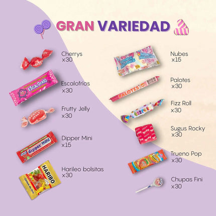 Mega pack 300 or 200 assorted children's sweets |   Individual bags gluten and lactose free |   Candies for pinatas, birthdays, parties and surprise bags