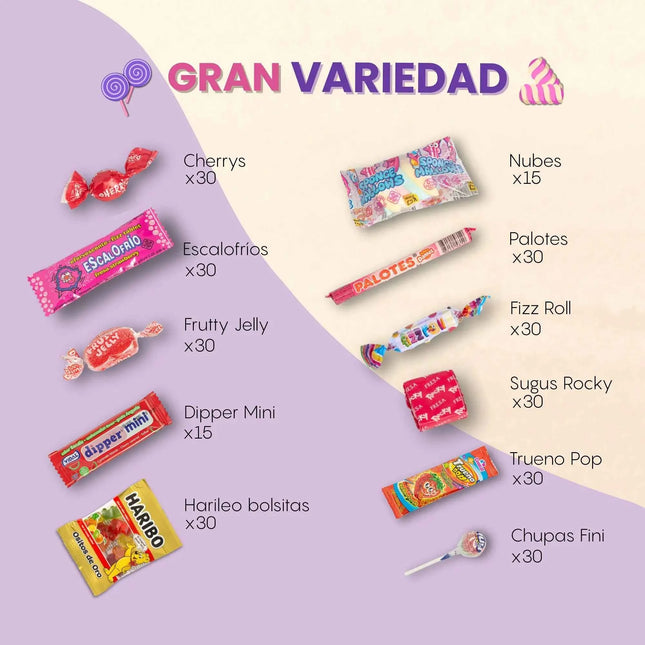 Mega pack 300 or 200 assorted children's sweets |   Individual bags gluten and lactose free |   Candies for pinatas, birthdays, parties and surprise bags