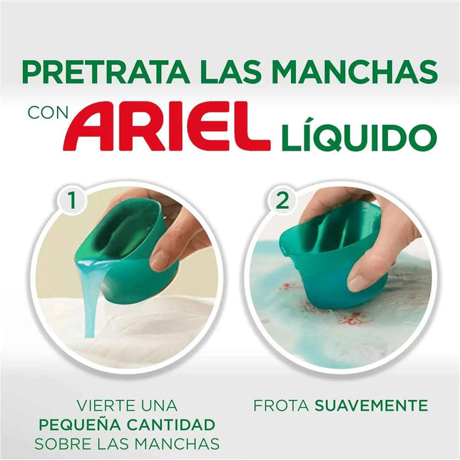 Ariel liquid washing machine detergent, 200 4x washes (32+18), stain remover soap, more extra stain remover power, deep cleaning