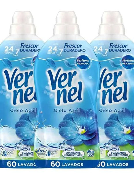 Vernel concentrated softener sky blue aroma – pack 3x60 (180 doses) softness, freshness and lasting aroma