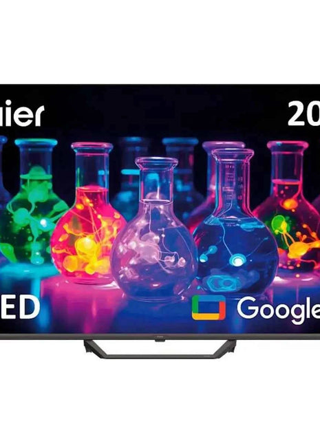 Haier Smart TV 65" H65S80EUX – QLED 4K with Google TV, 120 Hz refresh rate, bezel-less design, HDMI 2.1 with VRR and ALLM, and integrated surround sound for an immersive viewing experience in your home.