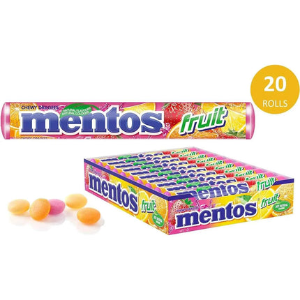 Mentos fruit - box of 20x38gr - chewable candies - fruit soft flavor