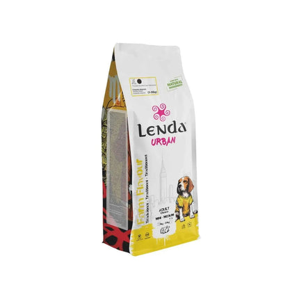 Lenda Urban Farm Chicken - Natural Dog Food for Mini-Medium Breeds, high protein content 36.5%, suitable for adult dogs, supports bone health with meat-based ingredients like chicken, pork, and beef.