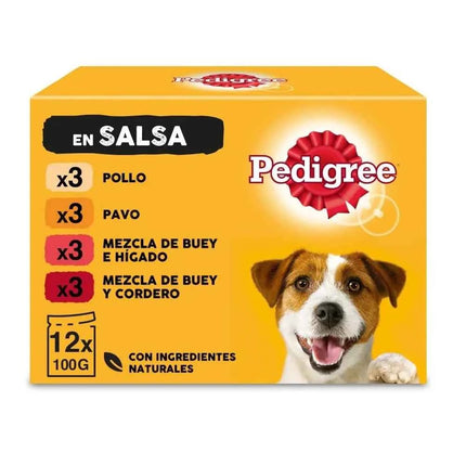 Mixed selection wet dog food in sauce - multipack (4 packs x 12 bags x 100 g)