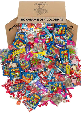 Mega pack 100 assorted sweets - gluten-free and lactose-free candies and sweets - ideal for piñatas and children's parties - 1kg
