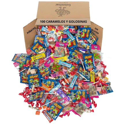 Mega pack 100 assorted sweets - gluten-free and lactose-free candies and sweets - ideal for piñatas and children's parties - 1kg