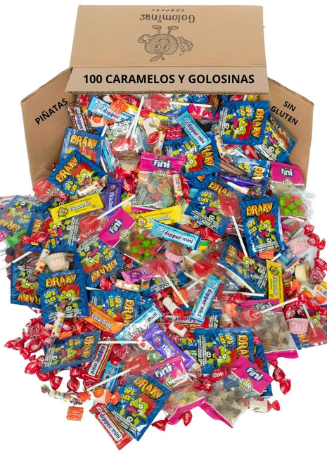 Mega pack 100 assorted sweets - gluten-free and lactose-free candies and sweets - ideal for piñatas and children's parties - 1kg