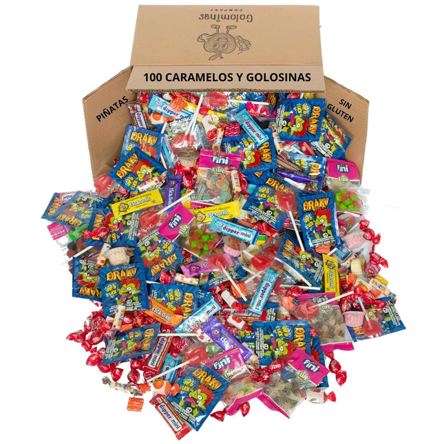 Mega pack 100 assorted sweets - gluten-free and lactose-free candies and sweets - ideal for piñatas and children's parties - 1kg