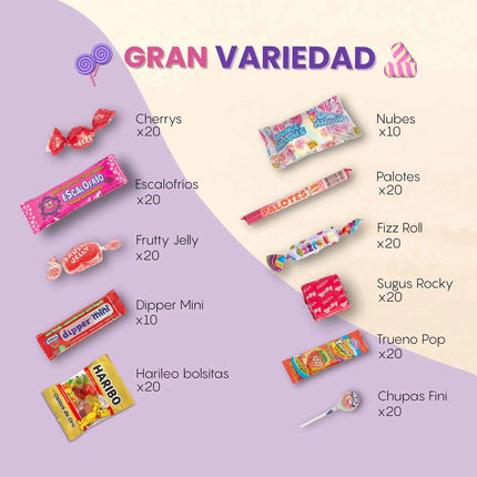 Mega pack 300 or 200 assorted children's sweets |   Individual bags gluten and lactose free |   Candies for pinatas, birthdays, parties and surprise bags