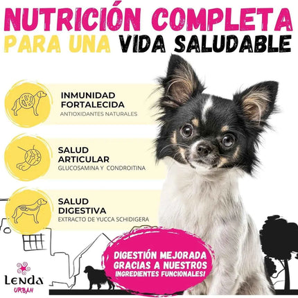 Lenda Urban Farm Chicken - Natural Dog Food for Mini-Medium Breeds, high protein content 36.5%, suitable for adult dogs, supports bone health with meat-based ingredients like chicken, pork, and beef.