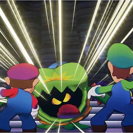 Mario & Luigi Fraternauti Alla Carica (Brothership) Switch UK, Nintendo Switch game featuring Italian audio, exploring Elettria with cooperative gameplay, and unique brotherly actions to overcome challenges and fight.
