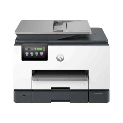 HP LaserJet Pro 9130b multifunction color printer with Wi-Fi and duplex printing, featuring fast 39 ppm printing speed, 4800 x 1200 dpi resolution, and compatible with refillable ink cartridges for cost-effective printing.