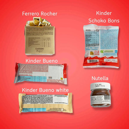 Original valentine's day gift with ferrero rocher chocolates, kinder bueno, nutella and lollipops – romantic sweet box to fall in love with – ideal surprise for boyfriend, girlfriend or special person