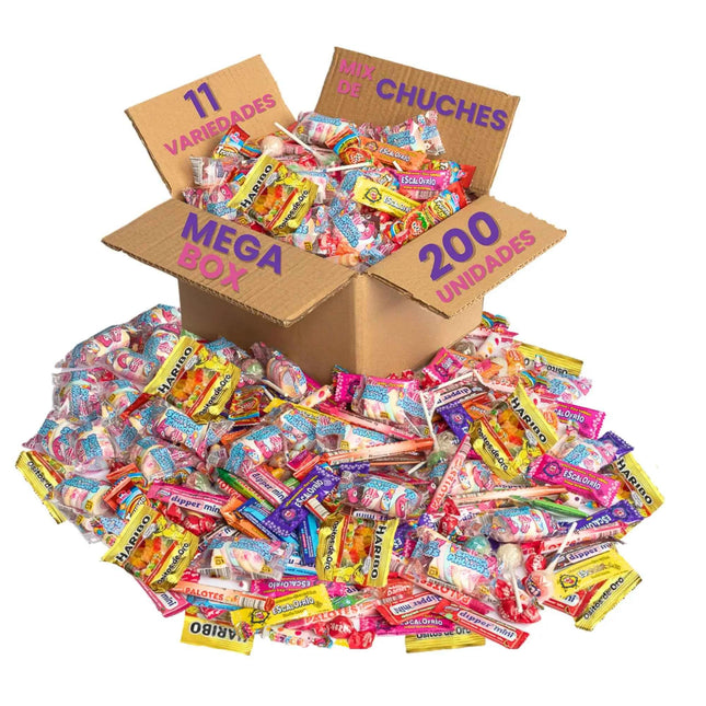 Mega pack 300 or 200 assorted children's sweets |   Individual bags gluten and lactose free |   Candies for pinatas, birthdays, parties and surprise bags