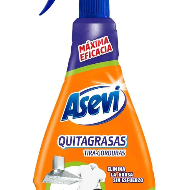 Asevi Quitagrasas Disinfectant 750ml - Powerful degreaser and disinfectant for kitchen and clothing, eliminates 99.9% of germs, citrus scent, no harmful vapors, versatile for all surfaces.