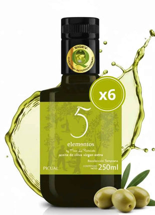5 Elementos - Picual Extra Virgin Olive Oil 250ml, Intensity and Authentic Flavor, SIQEV Quality
