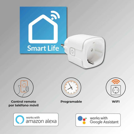 LED ATOMANT Smart WiFi Plug 16A with Energy Monitor, Remote Control via Smart Life App, Compatible with Alexa and Google Home, Programmable Timers for Home Automation