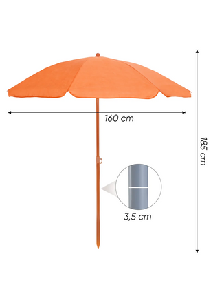 Mediawave Store Ombrellone da spiaggia TNT Pelican H185cm Inclinabile 8 stecche Palo in alluminio