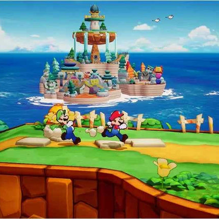 Mario & Luigi Fraternauti Alla Carica (Brothership) Switch UK, Nintendo Switch game featuring Italian audio, exploring Elettria with cooperative gameplay, and unique brotherly actions to overcome challenges and fight.