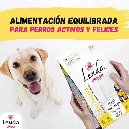 Lenda Urban Farm Chicken - Natural Dog Food for Mini-Medium Breeds, high protein content 36.5%, suitable for adult dogs, supports bone health with meat-based ingredients like chicken, pork, and beef.