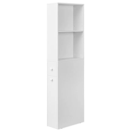 VASAGLE Mobile Bagno Alto Slim con 2 Cassetti e Ripiano Regolabile 40x18x134 cm - Bianco Classico