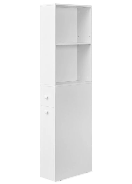 VASAGLE Mobile Bagno Alto Slim con 2 Cassetti e Ripiano Regolabile 40x18x134 cm - Bianco Classico
