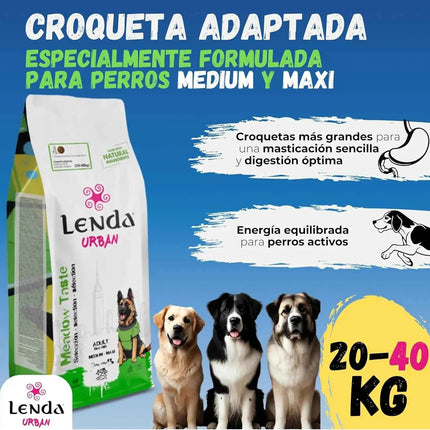 Lenda Urban Meadow - Natural Lamb Dog Food for Adults, 25% Protein, Grain-Free, Includes Glucosamine and Chondroitin for Immune Support, 3601 Kcal/Kg, Perfect for Large Breeds.