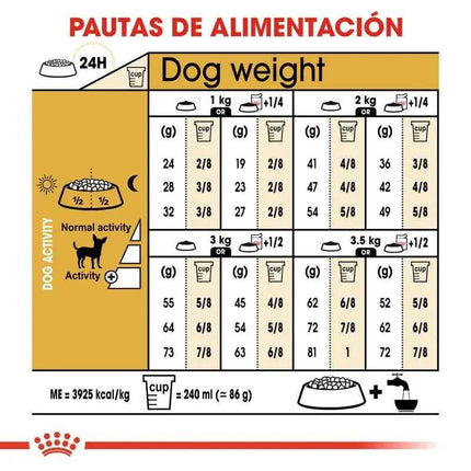 Royal Canin Chihuahua Adult Dog Food 1.5Kg - Complete nutrition for Chihuahuas over 8 months, features reduced feces odor, dental care, and high digestibility for optimal health and appetite stimulation.