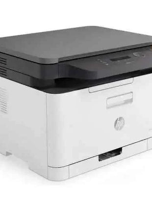 HP Color LaserJet MFP M178nw multifunction printer, compact laser color printer with Wi-Fi, prints and scans in color at 18 ppm, supports A4 size, ideal for small businesses, using original toner cartridges.