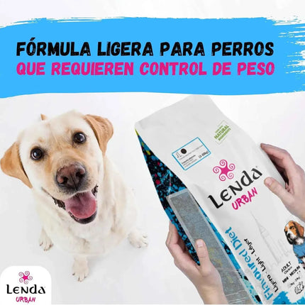 Lenda Urban Light - Natural Low-Calorie Dog Food for Mini and Medium Breeds, with 32% Protein and Joint Support (Glucosamine, Chondroitin) for Digestive Health, made from Natural Ingredients like Corn and Rice.