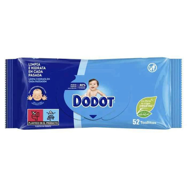 Pack of 12 packs of dodot baby wipes, 52 wipes, total 624 wipes