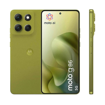 Moto G86 POWER smartphone 5G with 6.67" pOLED display, MediaTek Dimensity 7300 processor, 8GB RAM (expandable), 512GB storage, 50MP dual camera, 6720mAh battery, IP68/IP69 resistance, Android 15, and dual SIM capability.