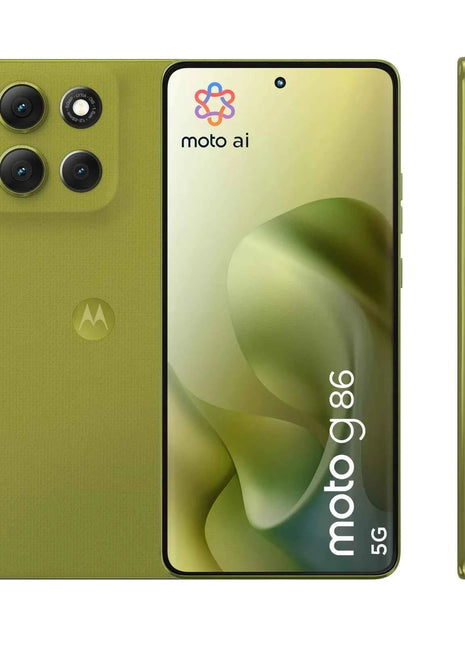 Moto G86 POWER smartphone 5G with 6.67" pOLED display, MediaTek Dimensity 7300 processor, 8GB RAM (expandable), 512GB storage, 50MP dual camera, 6720mAh battery, IP68/IP69 resistance, Android 15, and dual SIM capability.