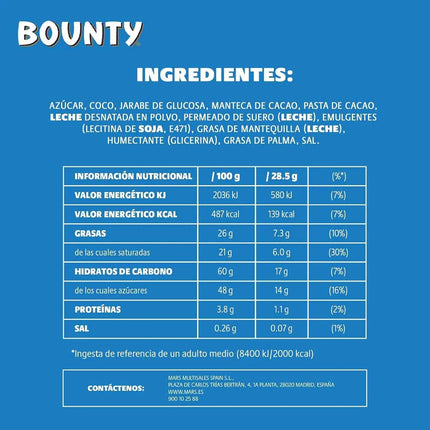 Bounty coconut filled chocolate - 24 units