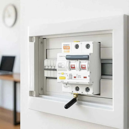 Atmoss WiFi Circuit Breaker, 2P 6kA - Smart remote control switch, rearms automatically, compatible with Tuya Smart app for easy home automation and safety in residential or professional settings.