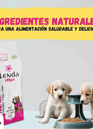 Lenda Urban First Bite Puppy – Natural Complete and Balanced Dog Food for Puppies, 30% Protein, with Chicken, Pork, and Beef, promoting Digestive Health, Granule Format.