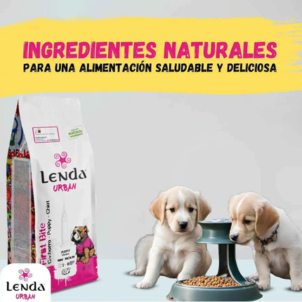 Lenda Urban First Bite Puppy – Natural Complete and Balanced Dog Food for Puppies, 30% Protein, with Chicken, Pork, and Beef, promoting Digestive Health, Granule Format.