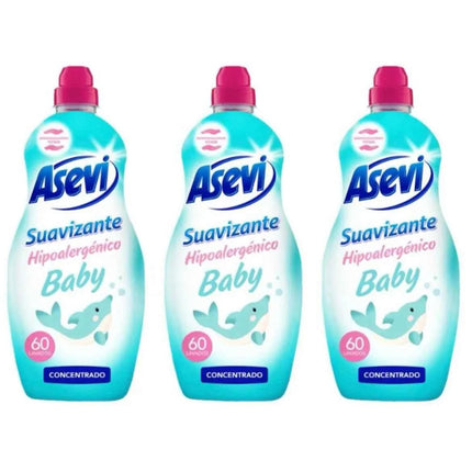 Asevi- baby asevi softener hypoallergenic baby 1380ml each bottle baby children washing machine 60 or 120 or 180 doses