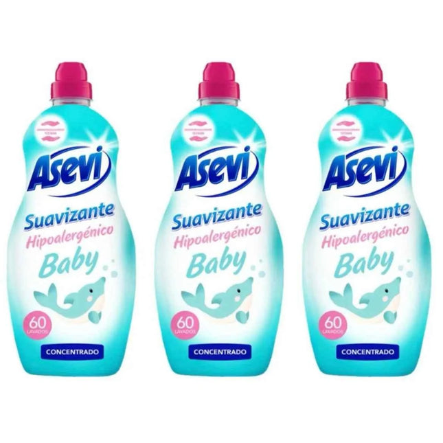 Asevi- baby asevi softener hypoallergenic baby 1380ml each bottle baby children washing machine 60 or 120 or 180 doses