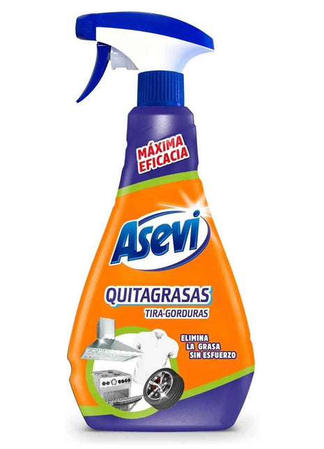 Asevi Quitagrasas Disinfectant 750ml - Powerful degreaser and disinfectant for kitchen and clothing, eliminates 99.9% of germs, citrus scent, no harmful vapors, versatile for all surfaces.