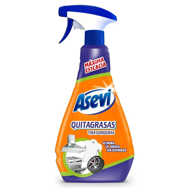 Asevi Quitagrasas Disinfectant 750ml - Powerful degreaser and disinfectant for kitchen and clothing, eliminates 99.9% of germs, citrus scent, no harmful vapors, versatile for all surfaces.
