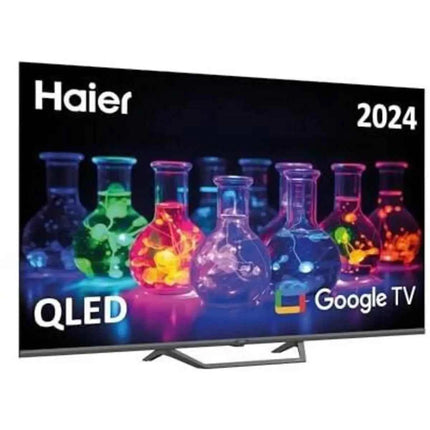 Haier Smart TV 65" H65S80EUX – QLED 4K with Google TV, 120 Hz refresh rate, bezel-less design, HDMI 2.1 with VRR and ALLM, and integrated surround sound for an immersive viewing experience in your home.