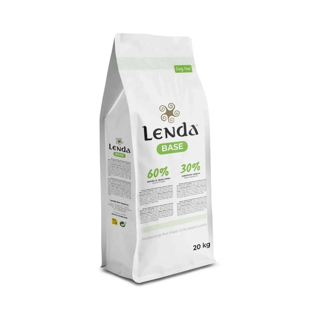 Lenda Base Daily Food 20kg - Natural Dog Food for All Ages, with 24% Protein and 11% Fat, featuring Dehydrated Animal Protein, Prebiotics for Digestive Health, and Joint Support Ingredients like Glucosamine and MSM.