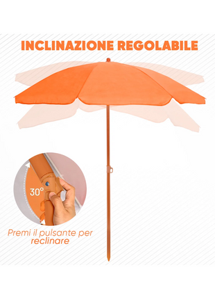 Mediawave Store Ombrellone da spiaggia TNT Pelican H185cm Inclinabile 8 stecche Palo in alluminio