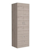 Armadio Lisbon in melaminico con 2 ante, 1 ripiano, 1 binario per appendere i vestiti e 2 cassetti con binari metallici, grigio, 179 cm x 59,2 cm x 48 cm